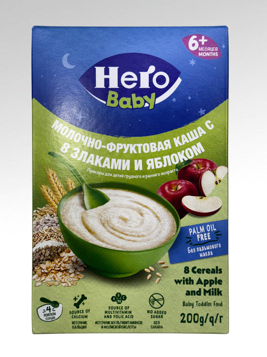 kasha HERO BABY fruktovaya 8 zlakovaya yablokam