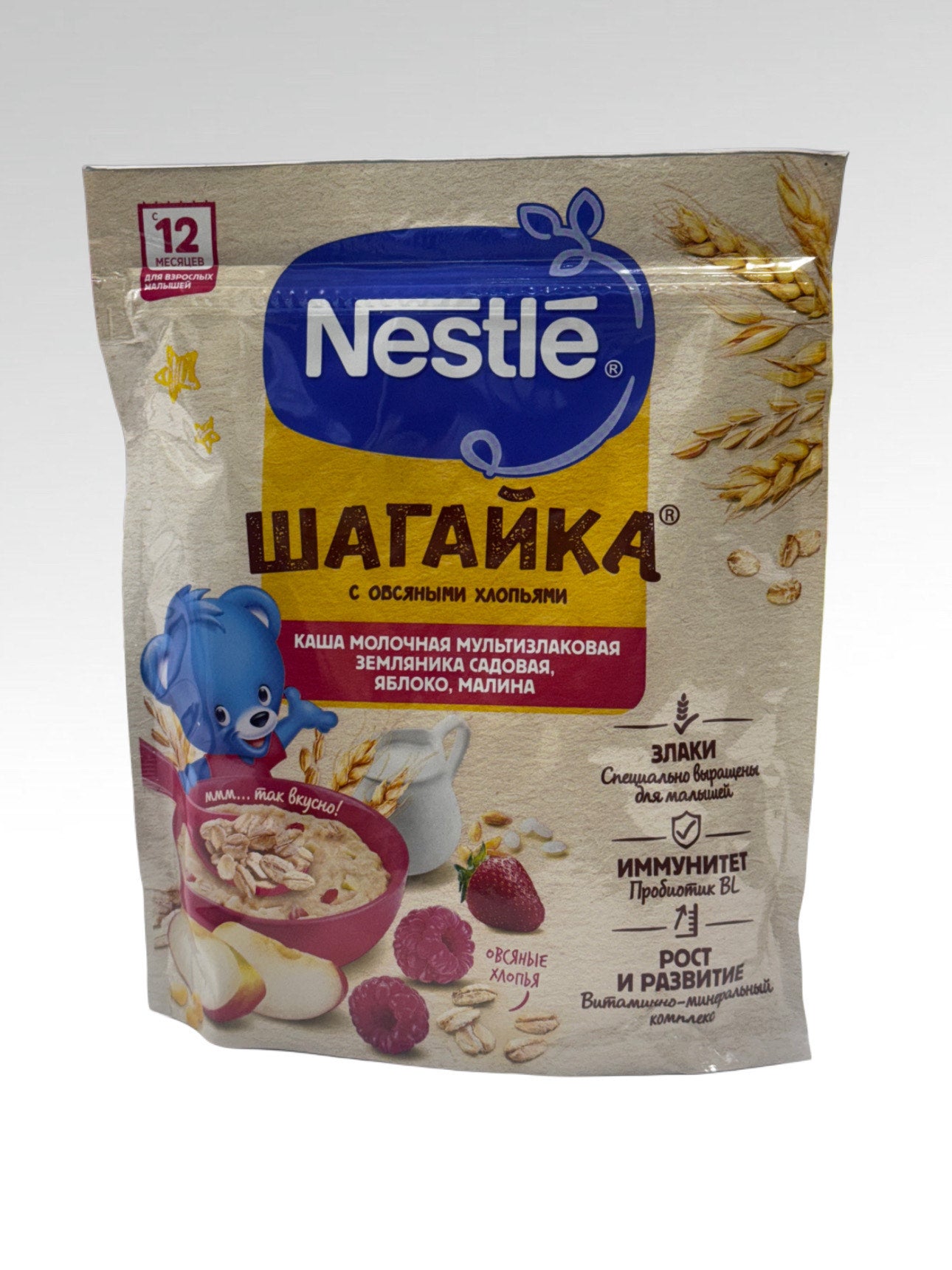 kasha NESTLE shagayka 12+ malina , yabloko 190 gr