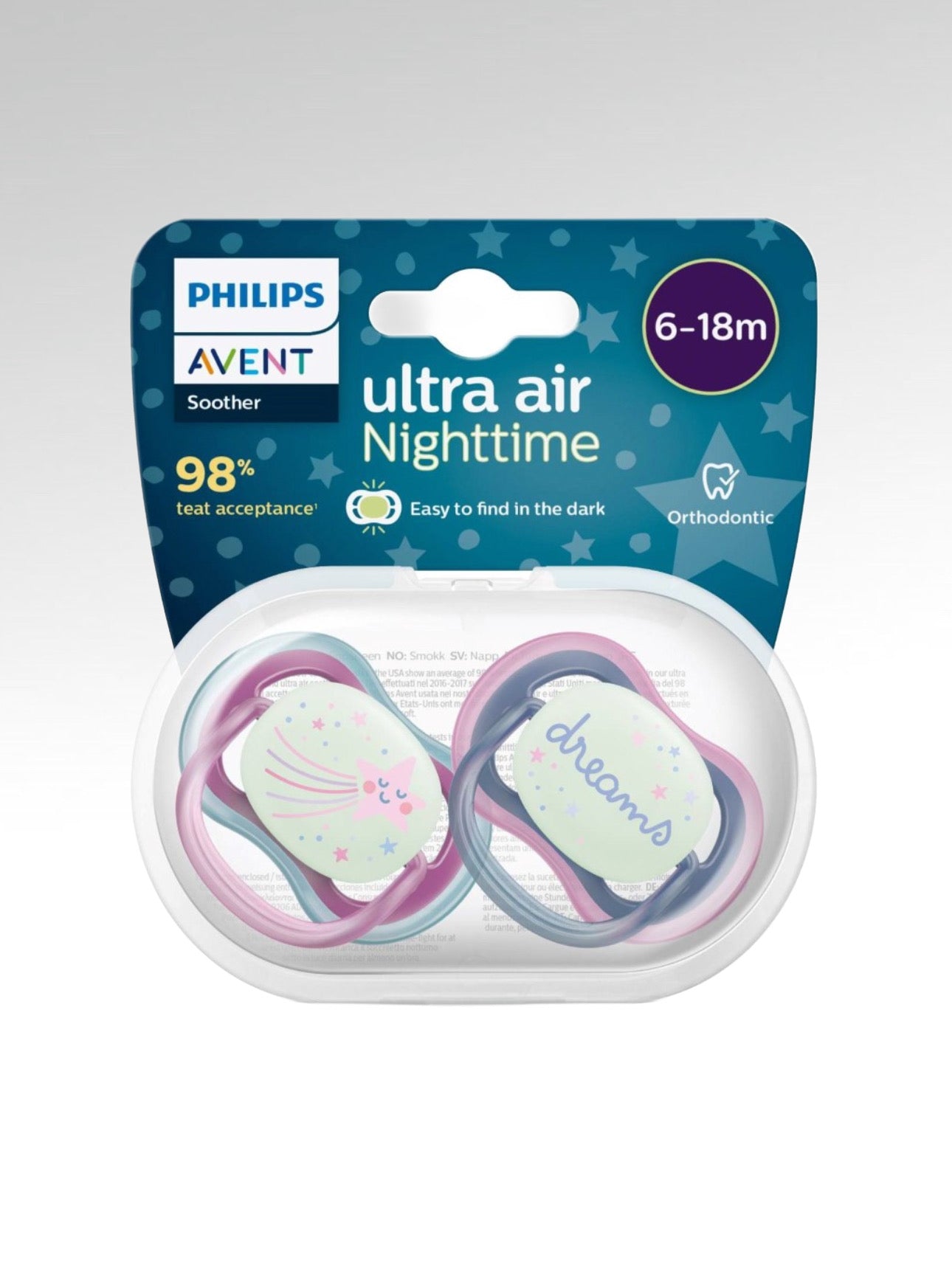 soska PHILIPS AVENT nighttime 6-18 2 sht